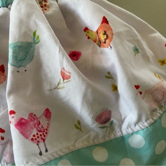 Boutique toddler outfit two piece set chicken pattern with baby bling bow size S - Picture 7 of 10